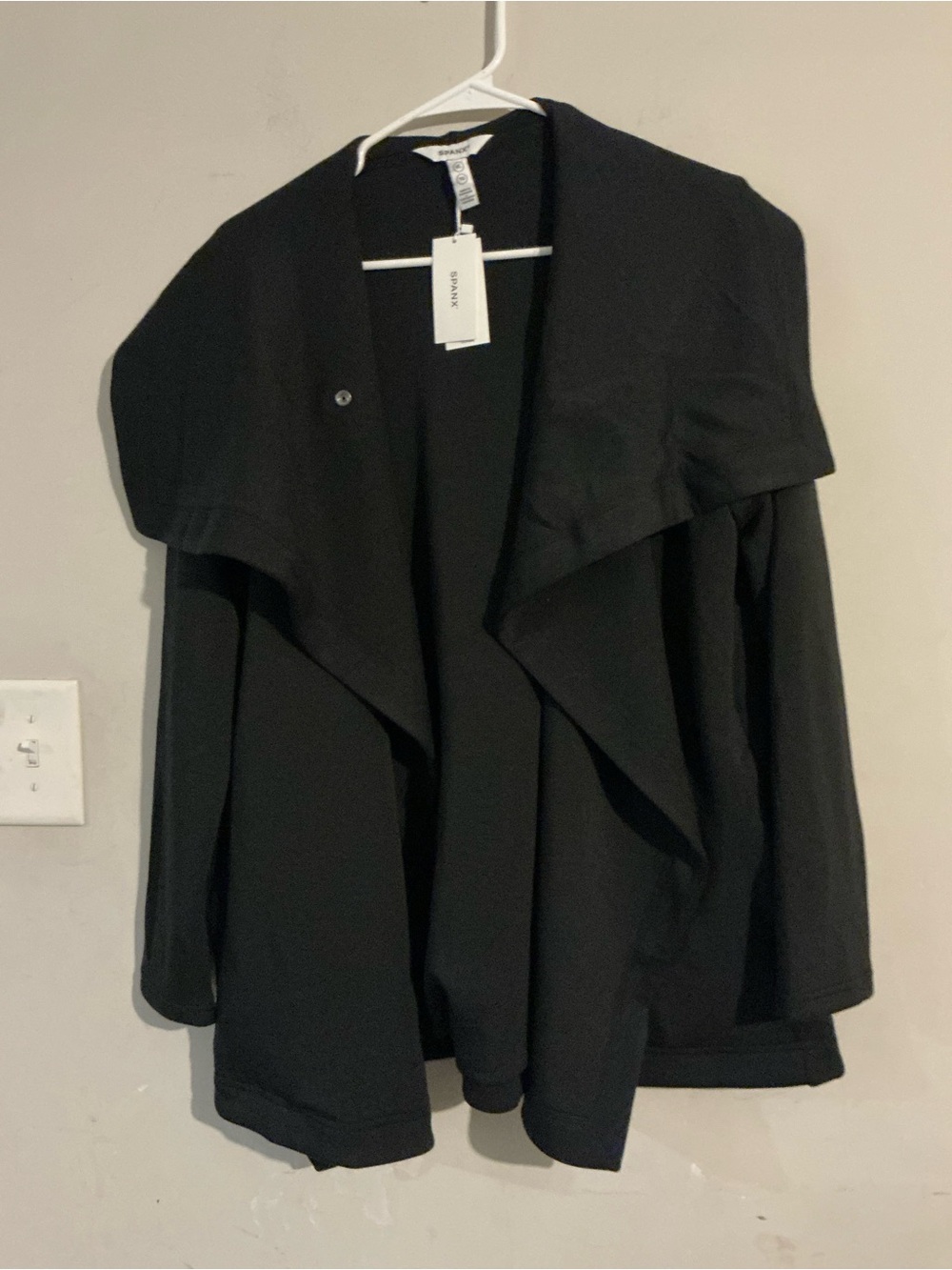 SPANX Black Open-Front Draped Jacket
